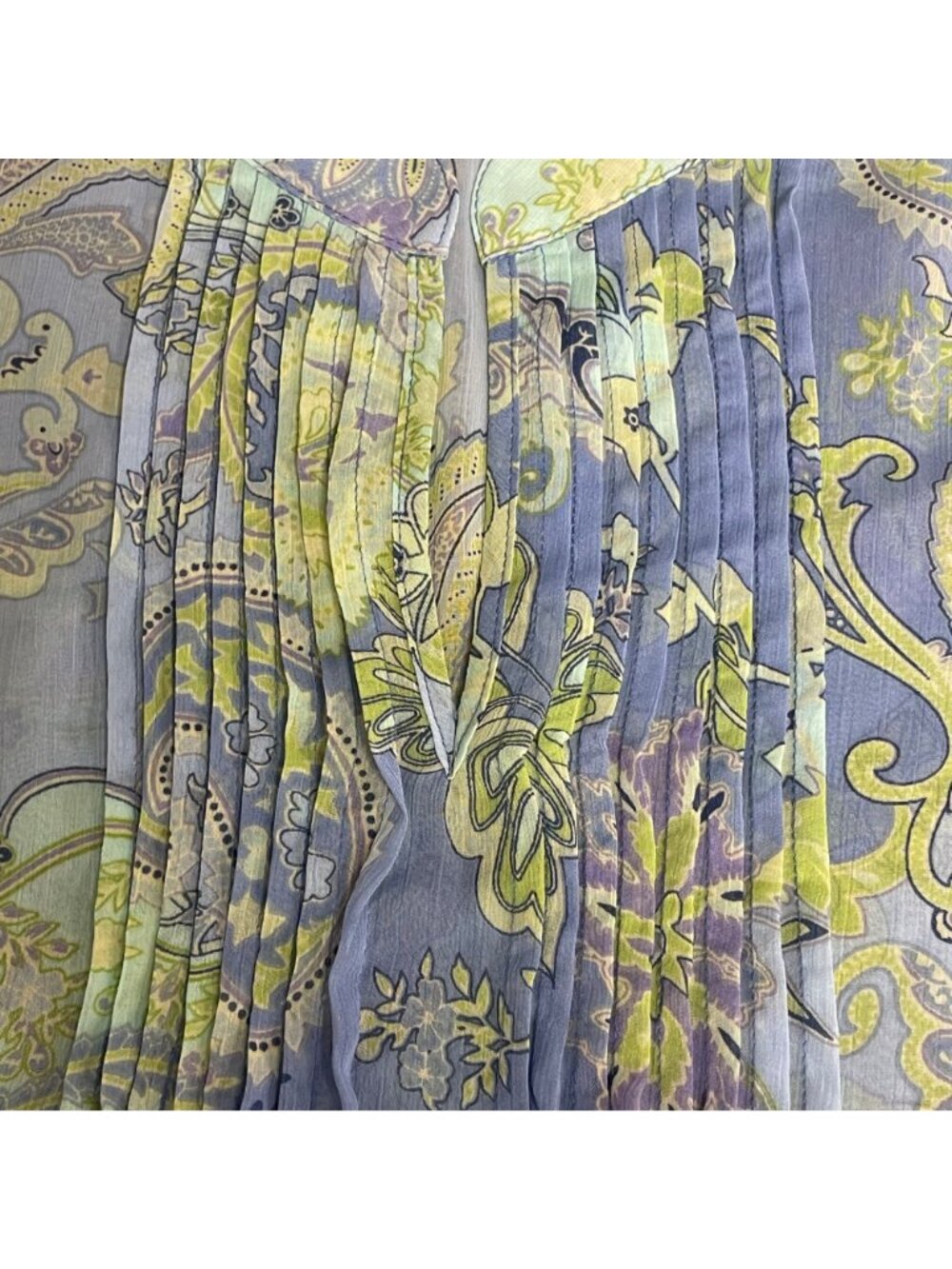 Susan Graver Floral Paisley Pintuck Pleated Sheer Top Sz 2X Pastel Spring - Picture 4 of 8